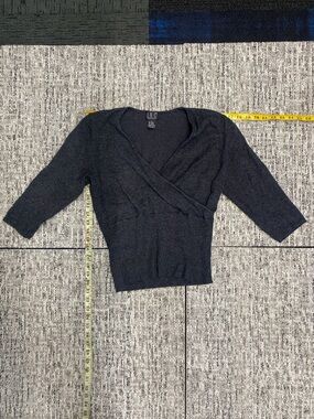 BKE Charcoal Wrap-Front Knit Top